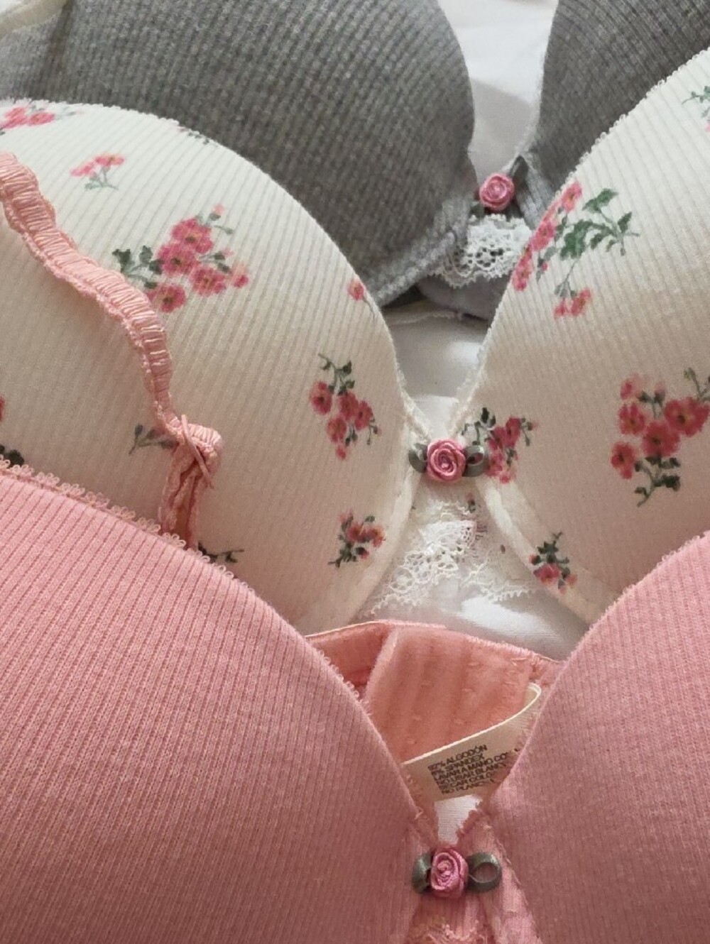 Laura Ashley Pink, Floral & Gray Bra Trio - Picture 2 of 6